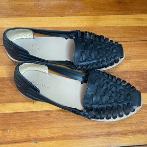 Nisolo Leather Slip On Hurache Sandal Black